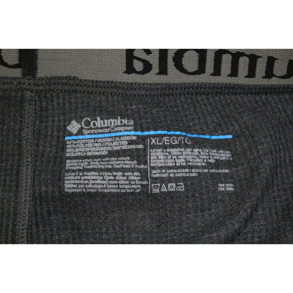 Columbia Mens XL Charcoal Gray Waffle Knit Thermal Base Layer Leggings Pants
